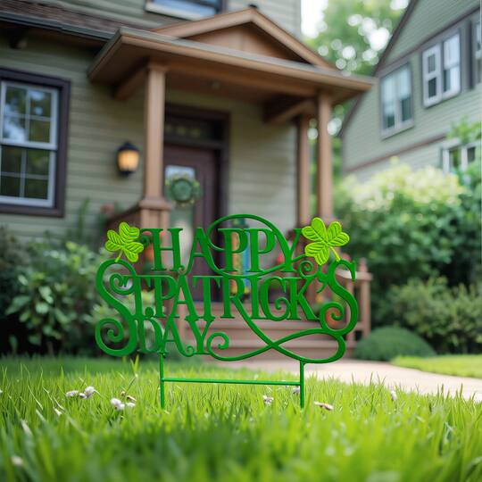 Glitzhome® 23.25" Metal Happy St. Patrick's Day Yard Stake